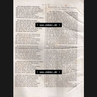 Morgenblatt 1832, 2 Januar, Nr 1, Seite 2, Eintritt in das Jahr 1832. Das Digitale Bild / Foto der relativ wertvollen „Morgenblatt für gebildete Stände“-Zeitschrift... Sammlung