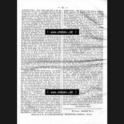 Morgenblatt 1832, 5 Januar, Nr. 4, Seite 16, aus Artikel mit Schlusswort: „Verantwortlicher Redakteur - Hauff“. Das Digitale Bild... Sammlung