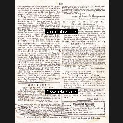 Augsburg 1832, 347, Mittwoch 12. Dezember, Augsburger Abendzeitung Seite 1388. Die Digitalen JPG-Bilder der digitalisierten Augsburger Zeitung können heruntergeladen... Sammlung