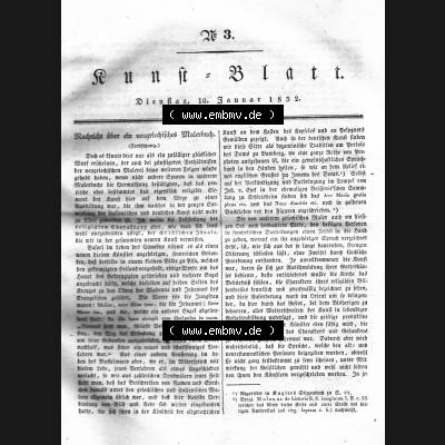 Morgenblatt 1832, Dienstag, 10 Januar, Nr. 3, Seite 9, Kunst-Blatt, Nachricht über ein neugriechisches Malerbuch, Fortsetzung. Das Digitale... Sammlung