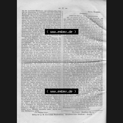 Morgenblatt 1832, 3 Januar, Nr. 2, Seite 8, Korrespondenz Nachrichten. Das Digitale Bild / Foto der relativ wertvollen „Morgenblatt für gebildete Stände“-Zeitschrift... Sammlung