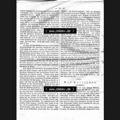 Morgenblatt 1832, Mittwoch, 11 Januar, Nr. 9, Seite 34, Psychologische Briefe von Fichte. Das Digitale Bild / Foto der relativ wertvollen „Morgenblatt... Sammlung