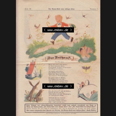 Die Rama-Post vom lustigen Fips, 1929, 1930, 5. Jahrgang, Nr. 7, Seite 56, Der Frühauf. Die Digitalen JPG-Bilder der digitalisierten Zeitschrift... Sammlung