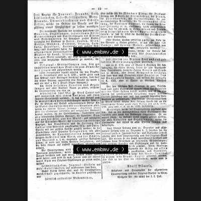 Morgenblatt 1832, Sonnabend 28 Januar, Nr. 5, Seite 12, Intelligenz-Blatt, Die Wirkung von Arzneimittel und Gifte. Das Digitale Bild / Foto der relativ wertvollen... Sammlung