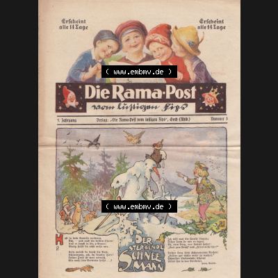 Die Rama-Post vom lustigen Fips, 1929, 1930, 5. Jahrgang, Nr. 3, Seite 17, Der Sterbende Schneemann. Die Digitalen JPG-Bilder der digitalisierten... Sammlung
