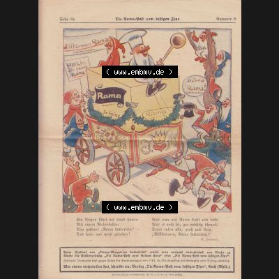 Die Rama-Post vom lustigen Fips, 1929, 1930, 5. Jahrgang, Nr. 8, Seite 64, Der Wagen fährt ins Land hinein. Das Digitale Bild / Foto der... Sammlung