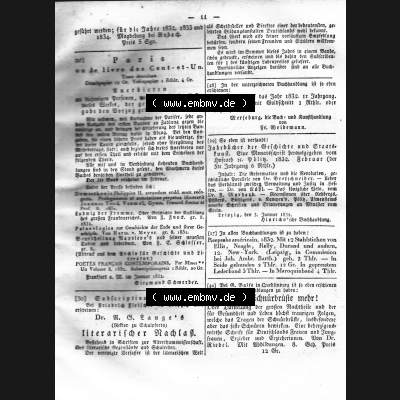 Morgenblatt 1832, Sonnabend 28 Januar, Nr. 5, Seite 11, Intelligenz-Blatt, Die Wirkung von Arzneimittel und Gifte. Das Digitale Bild / Foto der relativ wertvollen... Sammlung