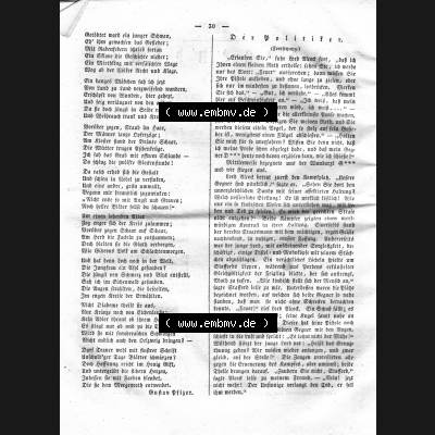 Morgenblatt 1832, Dienstag, 10 Januar, Nr. 8, Seite 30, Artikel Fortsetzung Der Politiker. Das Digitale Bild / Foto der relativ wertvollen „Morgenblatt... Sammlung