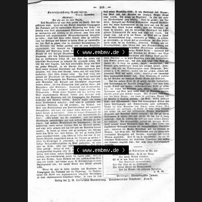Morgenblatt 1832, Dienstag, 31. Januar, Nr. 26, Seite 104, Korrespondenz Nachrichten. Das Digitale Bild / Foto der relativ wertvollen „Morgenblatt... Sammlung