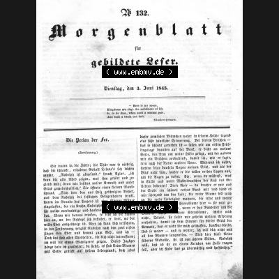 Morgenblatt für gebildete Leser 1845, Dienstag, 3. Juni, Nr. 132, Seite 525, Die Perlen der See - Fortsetzung. Das Digitale Bild / Foto einer... Sammlung