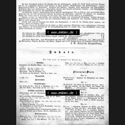 Morgenblatt für gebildete Leser 1845, Seite 3. Juni, Inhalt der Morgenblatt für Juni 1845. Das Digitale Bild / Foto einer Einzelseite der relativ wertvollen „Morgenblatt... Sammlung