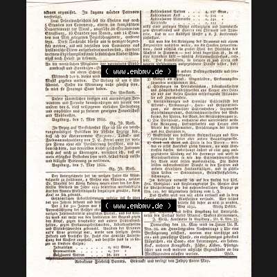 Augsburg 1832, 9. November 1832 Nro. 128. Augsburger Ordinari-Postzeitung (4) Sammlung