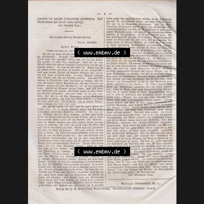 Morgenblatt 1832, 2 Januar, Nr 1, Seite 4, Korrespondenz Nachrichten. Das Digitale Bild / Foto der relativ wertvollen „Morgenblatt für gebildete Stände“-Zeitschrift... Sammlung