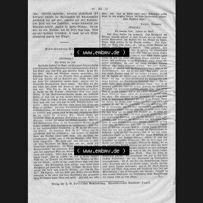 Morgenblatt 1832, Mittwoch, 25 Januar, Nr. 21, Seite 84, Korrespondenz Nachrichten. Das Digitale Bild / Foto der relativ wertvollen „Morgenblatt für... Sammlung