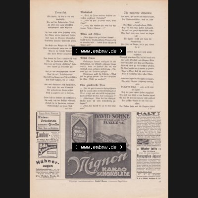 Meggendorfer-Blätter 1922, Nr. 1634, vom 20 April 1922, Seite 43, Mignon Kakao-Schokolade, Werbung von David Söhne Aktiengesellschaft Halle. Das Digitale... Sammlung