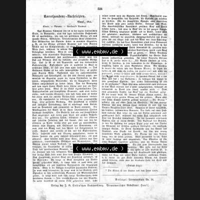 Morgenblatt für gebildete Leser 1845, Montag, 2. Juni, Nr. 131, Seite 524, Korrespondenz Nachrichten, Genf, Redakteur Hauff. Das Digitale... Sammlung