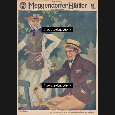 Meggendorfer-Blätter 1922, Nr. 1634, vom 20 April 1922, Seite 33, Der Guckkasten, Titel-Blatt. Das Digitale Bild / Foto der relativ wertvollen „Meggendorfer-Blätter“... Sammlung