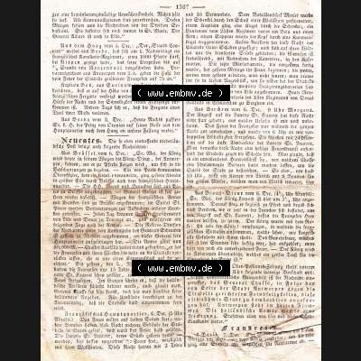 Augsburg 1832, 347, Mittwoch 12. Dezember, Augsburger Abendzeitung Seite 1387. Die Digitalen JPG-Bilder der digitalisierten Augsburger Zeitung können heruntergeladen... Sammlung