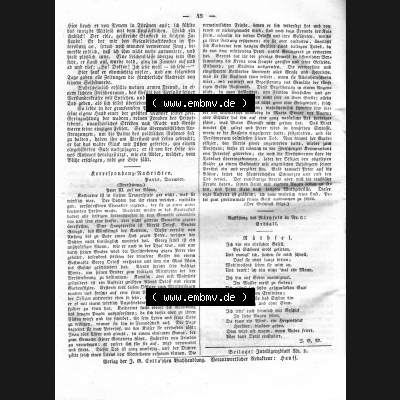 Morgenblatt 1832, Sonnabend, 14 Januar, Nr. 12, Seite 48, Korrespondenz Nachrichten. Das Digitale Bild / Foto der relativ wertvollen „Morgenblatt für... Sammlung