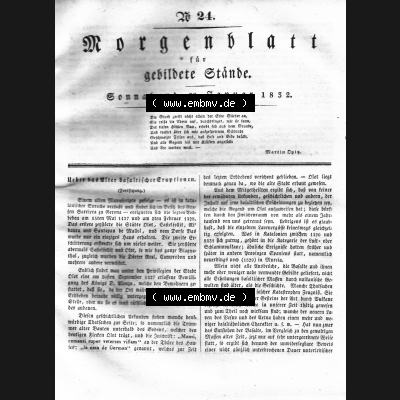 Morgenblatt 1832, Sonnabend, 28 Januar, Nr. 24, Seite 93, Über das Alter der basaltischer Eruptionen. Das Digitale Bild / Foto der relativ wertvollen... Sammlung