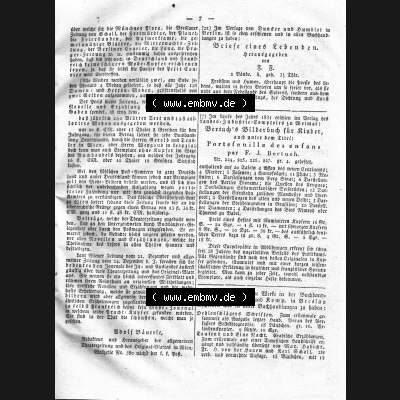 Morgenblatt 1832, Sonnabend 14 Januar, Nr. 2, Seite 7. Notiz für Deflamatoren. Das Digitale Bild / Foto der relativ wertvollen „Morgenblatt für... Sammlung