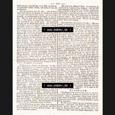 Augsburg 1832, 338, Montag 3. Dezember, Augsburger Abendzeitung Seite 1351. Die Digitalen JPG-Bilder der digitalisierten Augsburger Zeitung können heruntergeladen werden. Sammlung