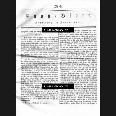 Morgenblatt 1832, Donnerstag 12 Januar, Nr. 4, Seite 13, Kunst-Blatt, Nachricht über ein neugriechisches Malerbuch, Fortsetzung. Das Digitale Bild... Sammlung