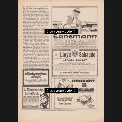 Meggendorfer-Blätter 1922, Nr. 1634, vom 20 April 1922, Seite 45, Ernemann-Kameras, Ernemann-Werke AG Dresden. Das Digitale Bild / Foto der relativ... Sammlung