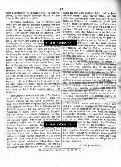 Morgenblatt 1832, Mittwoch, 11 Januar, Nr. 5, Seite 20, Länder und Völkerkunde Sammlung