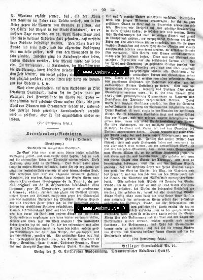 Morgenblatt 1832, Freitag, 27 Januar, Nr. 23, Seite 92, Korrespondenz Nachrichten. Sammlung