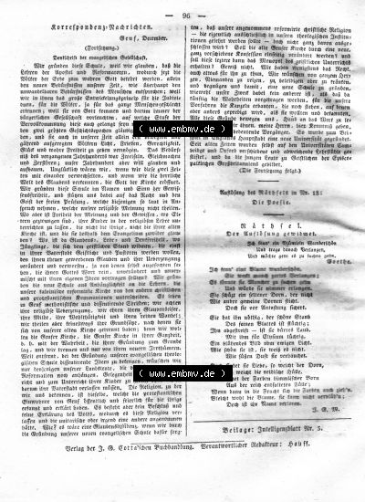 Morgenblatt 1832, Sonnabend, 28 Januar, Nr. 24, Seite 96, Korrespondenz Nachrichten. Sammlung