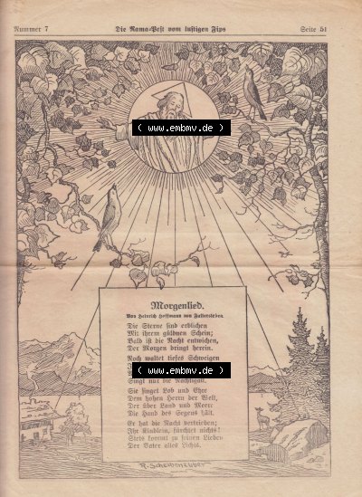 Die Rama-Post vom lustigen Fips, 1929, 1930, 5. Jahrgang, Nr. 7, Seite 51, Morgenlied, Die Rama-Post Sammlung