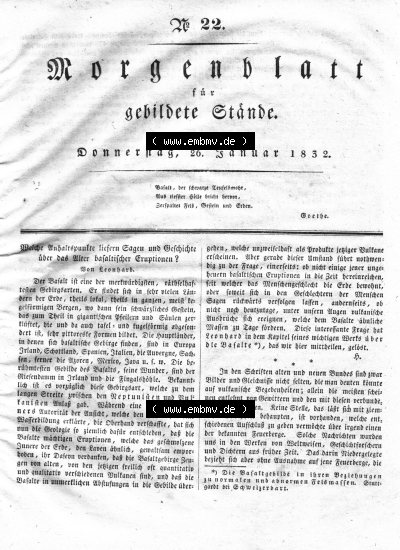 Morgenblatt 1832, Donnerstag, 26 Januar, Nr. 22, Seite 85, Welche Anhaltspunkte liefern Sagen und Geschichte. Sammlung