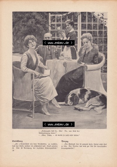 Meggendorfer-Blätter 1922, Nr. 1634, vom 20 April 1922, Seite 38, Foto einer Familien-Sitzung, mit Dienstmädchen. Sammlung
