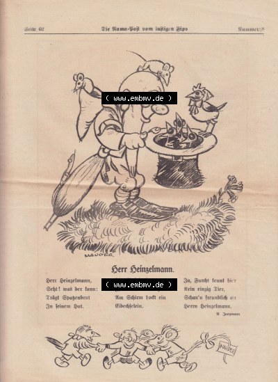 Die Rama-Post vom lustigen Fips, 1929, 1930, 5. Jahrgang, Nr. 8, Seite 62, Herr Heinzelmann, Die Rama-Post Sammlung