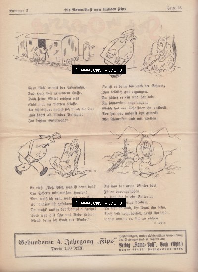 Die Rama-Post vom lustigen Fips, 1929, 1930, 5. Jahrgang, Nr. 3, Seite 23, Wintergeschichte, Die Rama-Post Sammlung