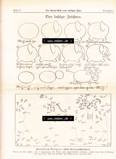 Die Rama-Post vom lustigen Fips, 1929, 1930, 5. Jahrgang, Nr. 1 Seite 6, Der lustige Zeichner, Die Rama-Post Sammlung