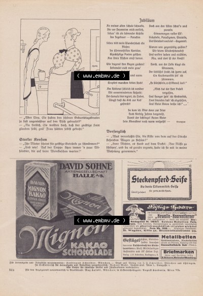 Meggendorfer-Blätter 1923, Nr. 1690, vom 17. Mai 1923, Seite 84b, Jubiläum, Starker Konsum, David Söhne Aktiengesellschaft Sammlung
