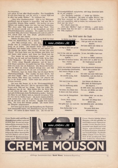 Meggendorfer-Blätter 1922, Nr. 1634, vom 20 April 1922, Seite 41, Das Gold unter der Stadt und Werbung für Creme Mouson. Sammlung