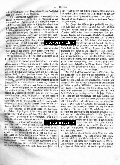 Morgenblatt 1832, Montag, 23 Januar, Nr. 19, Seite 75, Vom Diemens Land. Sammlung