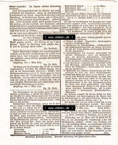 1832, 9. November 1832 Nro. 128. Augsburger Ordinari-Postzeitung Sammlung