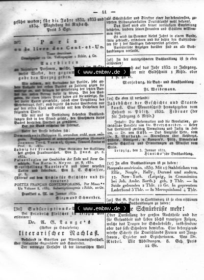 Morgenblatt 1832, Sonnabend 28 Januar, Nr. 5, Seite 11, Intelligenz-Blatt, Die Wirkung von Arzneimittel und Gifte. Sammlung