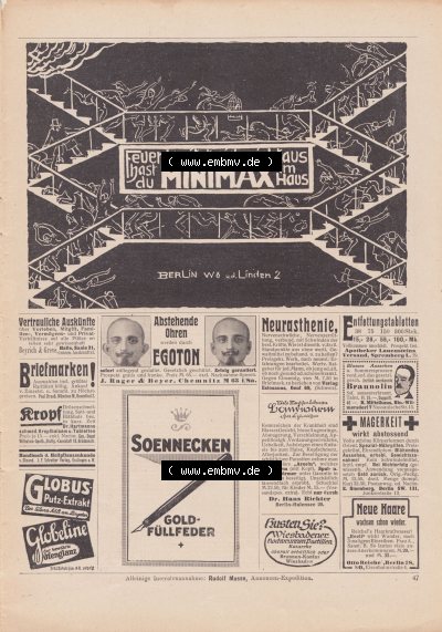 Meggendorfer-Blätter 1922, Nr. 1634, vom 20 April 1922, Seite 47, Feuer breitet sich nicht aus hast du MINIMAX im Haus. Sammlung