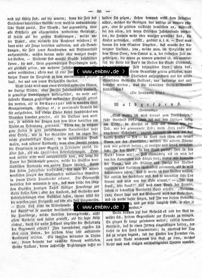 Morgenblatt 1832, Donnerstag, 26 Januar, Nr. 22, Seite 86, Welche Anhaltspunkte liefern Sagen und Geschichte und Waldgespenst. Sammlung
