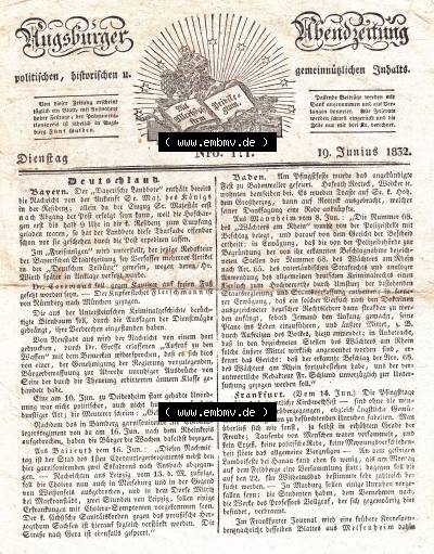 1832, 171, Dienstag 19. Juni, Augsburger Abendzeitung Seite 677. Sammlung
