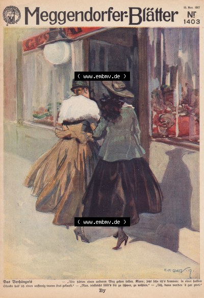 Meggendorfer-Blätter 1917, Nr. 1403, vom 15. November 1917 Seite 101, Das Verhängnis, Titel-Blatt. Sammlung