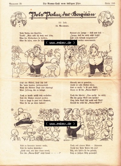 Die Rama-Post vom lustigen Fips, 1929, 1930, 5. Jahrgang, Nr. 22, Pützlipütz, Willi Damm - Kistritz, Seite 175, Die Rama-Post Sammlung