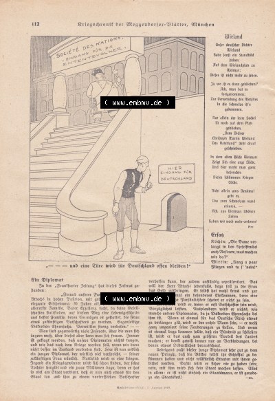 Meggendorfer-Blätter 1919, Nr. 1442, vom 15. August 1919 Seite 112, Ein Diplomat, Kriegschronik Sammlung