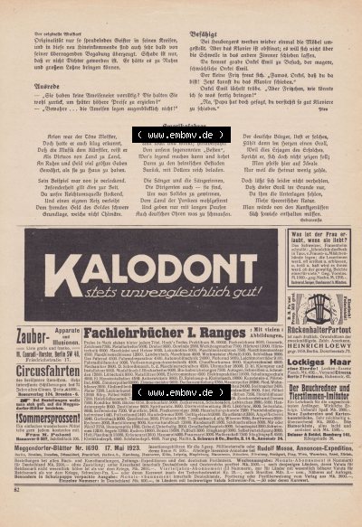 Meggendorfer-Blätter 1923, Nr. 1690, vom 17. Mai 1923, Seite 82, Befähigt, Kalodont-Werbung Sammlung