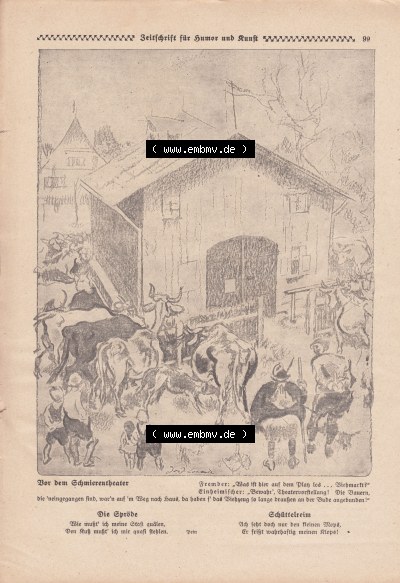 Meggendorfer-Blätter 1919, Nr. 1442, vom 15. August 1919 Seite 99, Vor dem Schmierentheater Sammlung